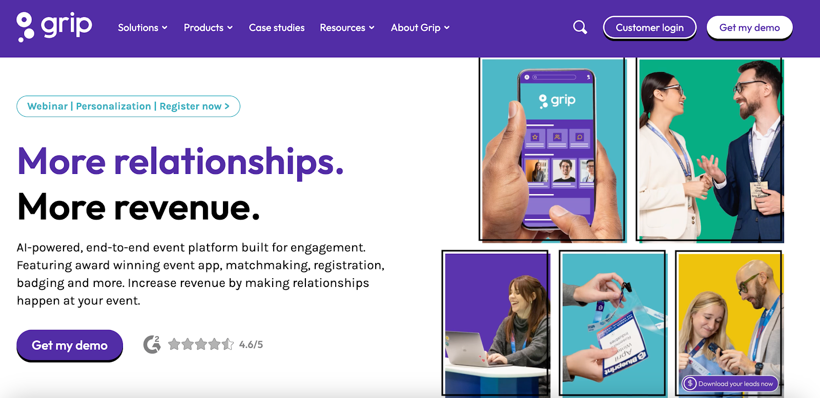 Screenshot of Grip's website homepage