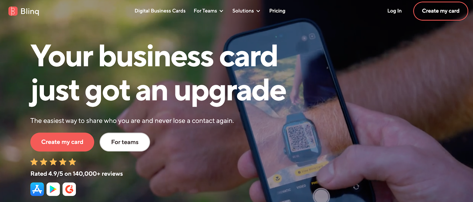 Screenshot of Blinq's website homepage