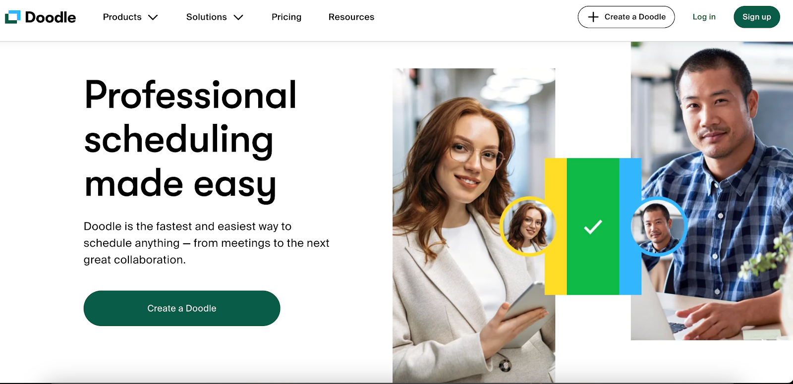 Screenshot of Doodle's website homepage