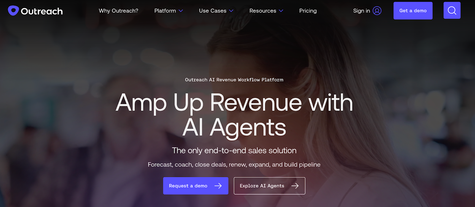 Screenshot of Outreach.io's website homepage