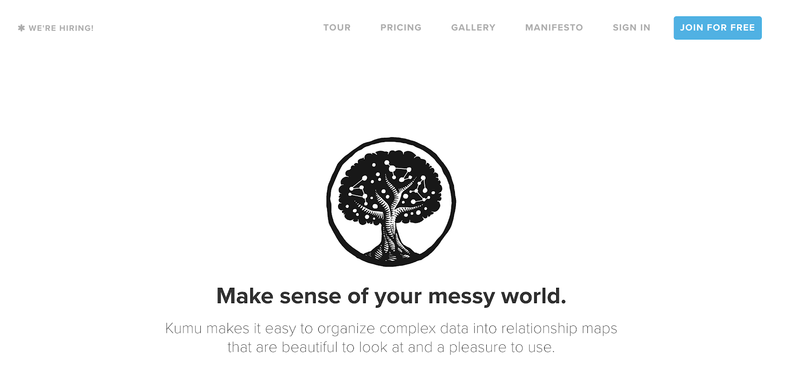 Screenshot of Kumu's website homepage