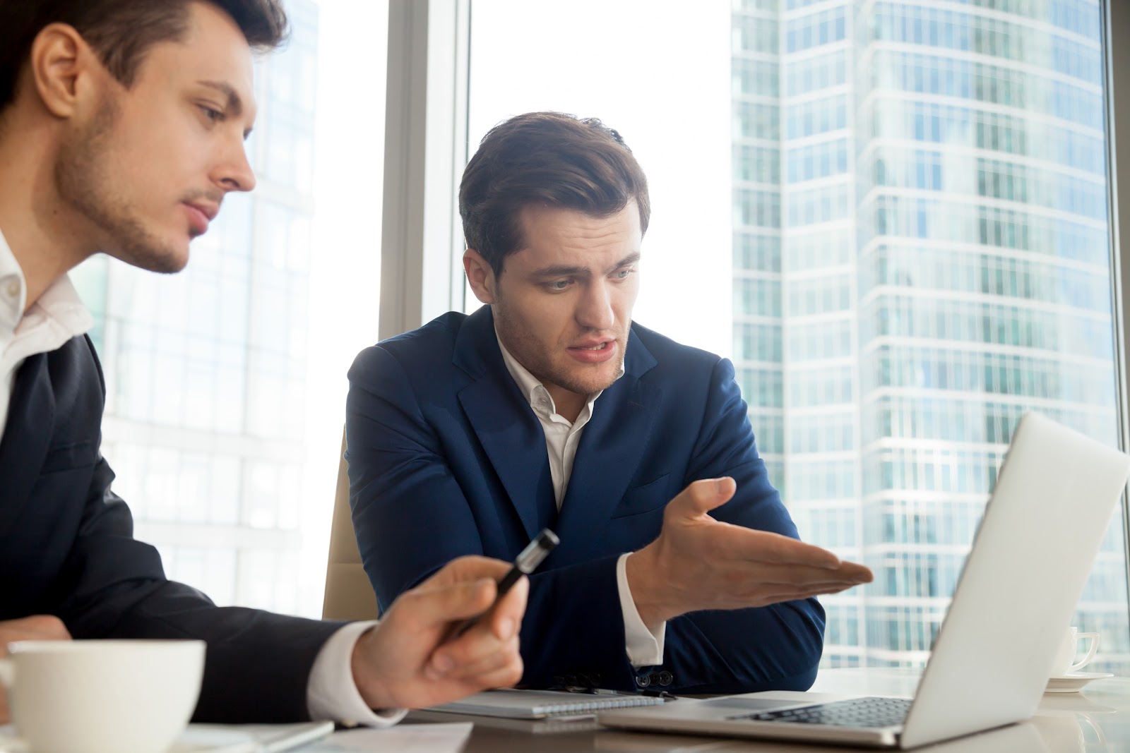 Business owner presenting business proposal to potential investor