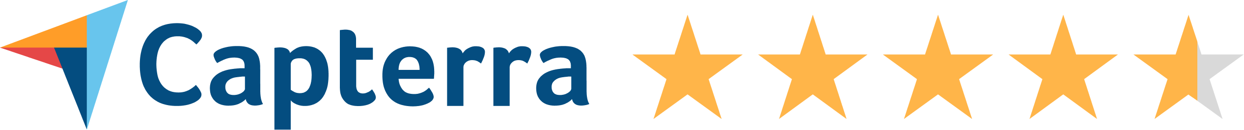 Capterra logo with fiver gold stars to the right.