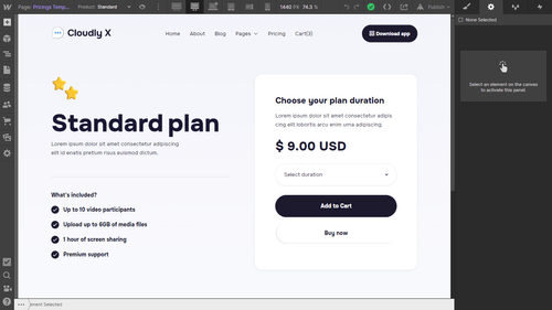 eCommerce Page - Cloudly X Webflow Template