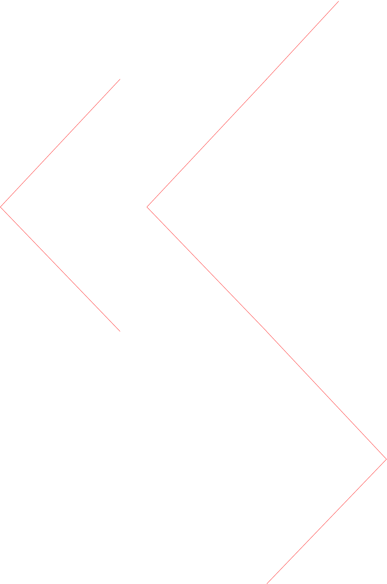 Three black chevron arrows outlined with a thin red line, pointing left on a transparent background.