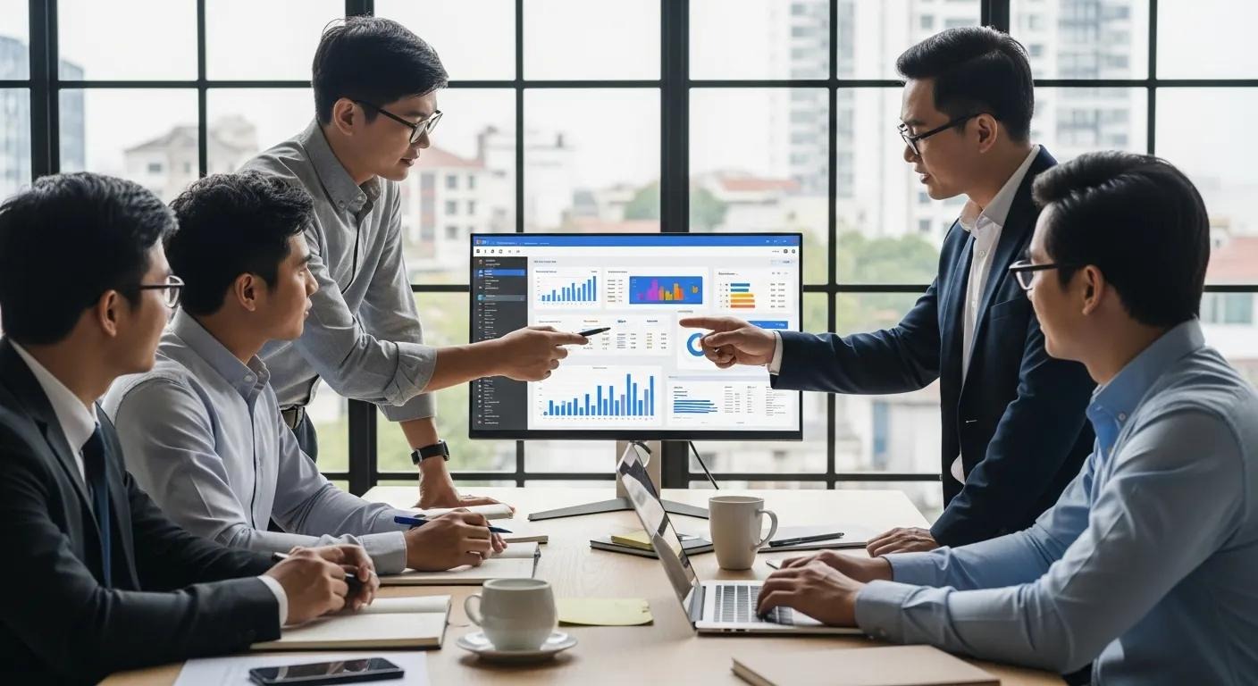 Sales and accounting professionals planning growth strategies with CRM tools