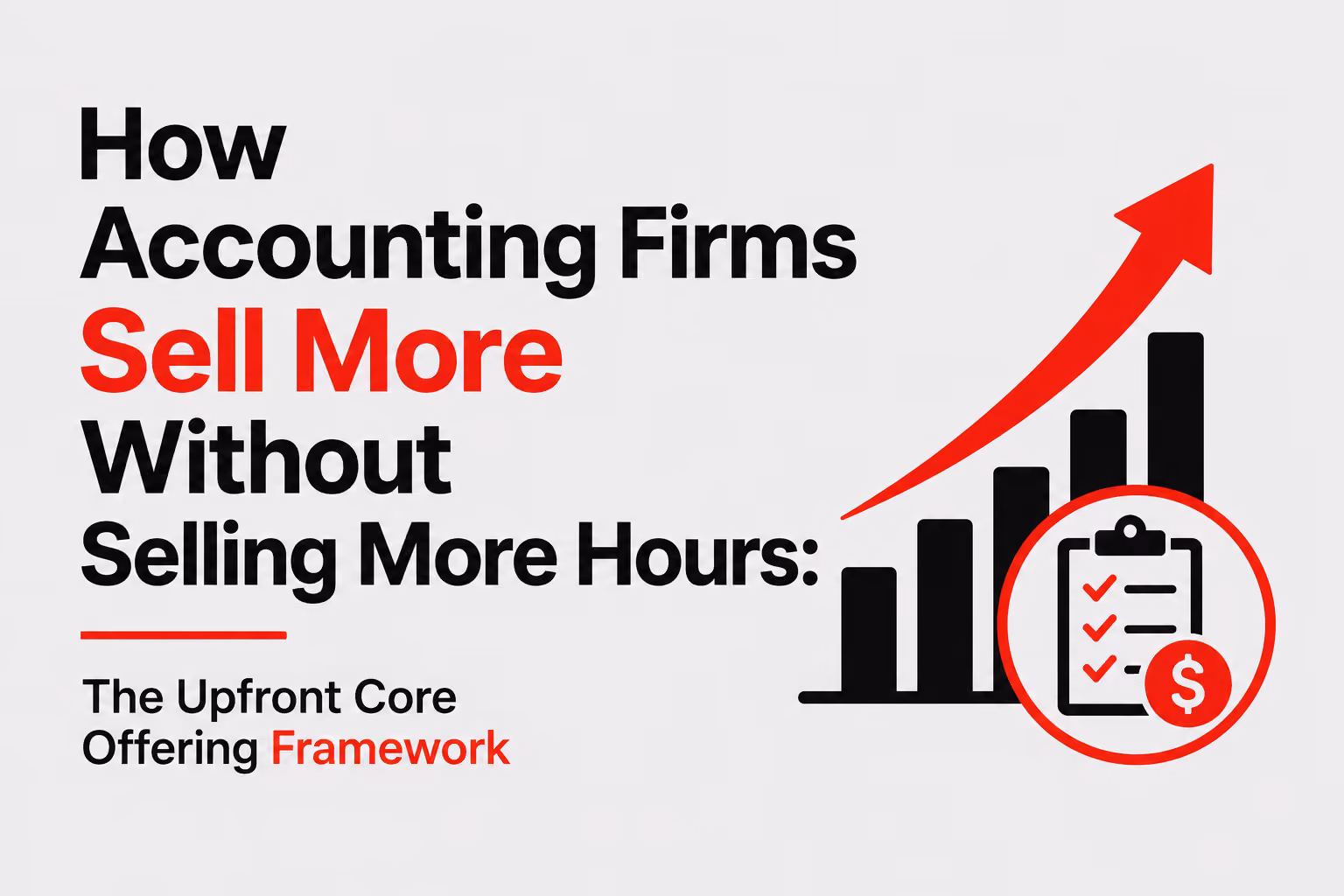 How accounting firms sell more without selling more hours using an upfront core offering framework graphic with growth chart