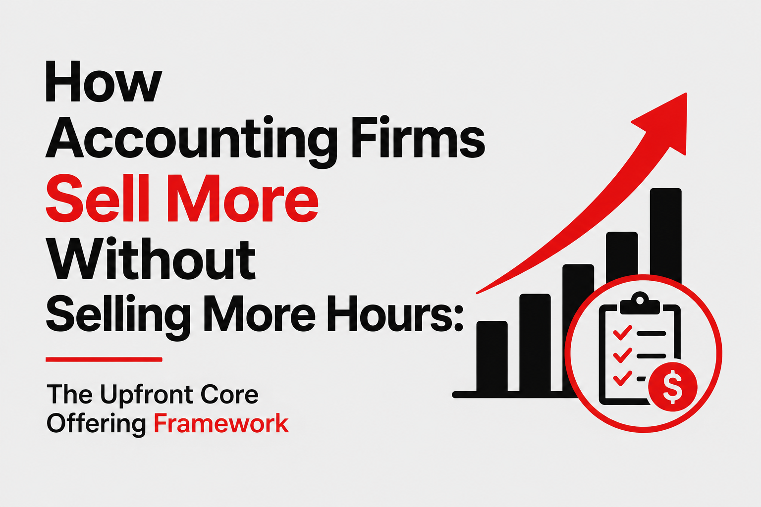 How accounting firms sell more without selling more hours using an upfront core offering framework graphic with growth chart