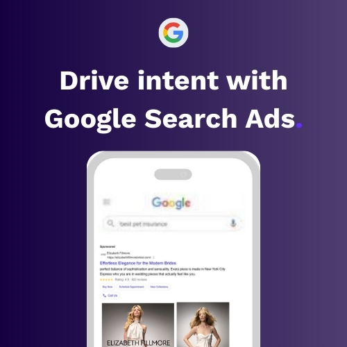 Google Search ad for bridal brand AMZ Ad firm