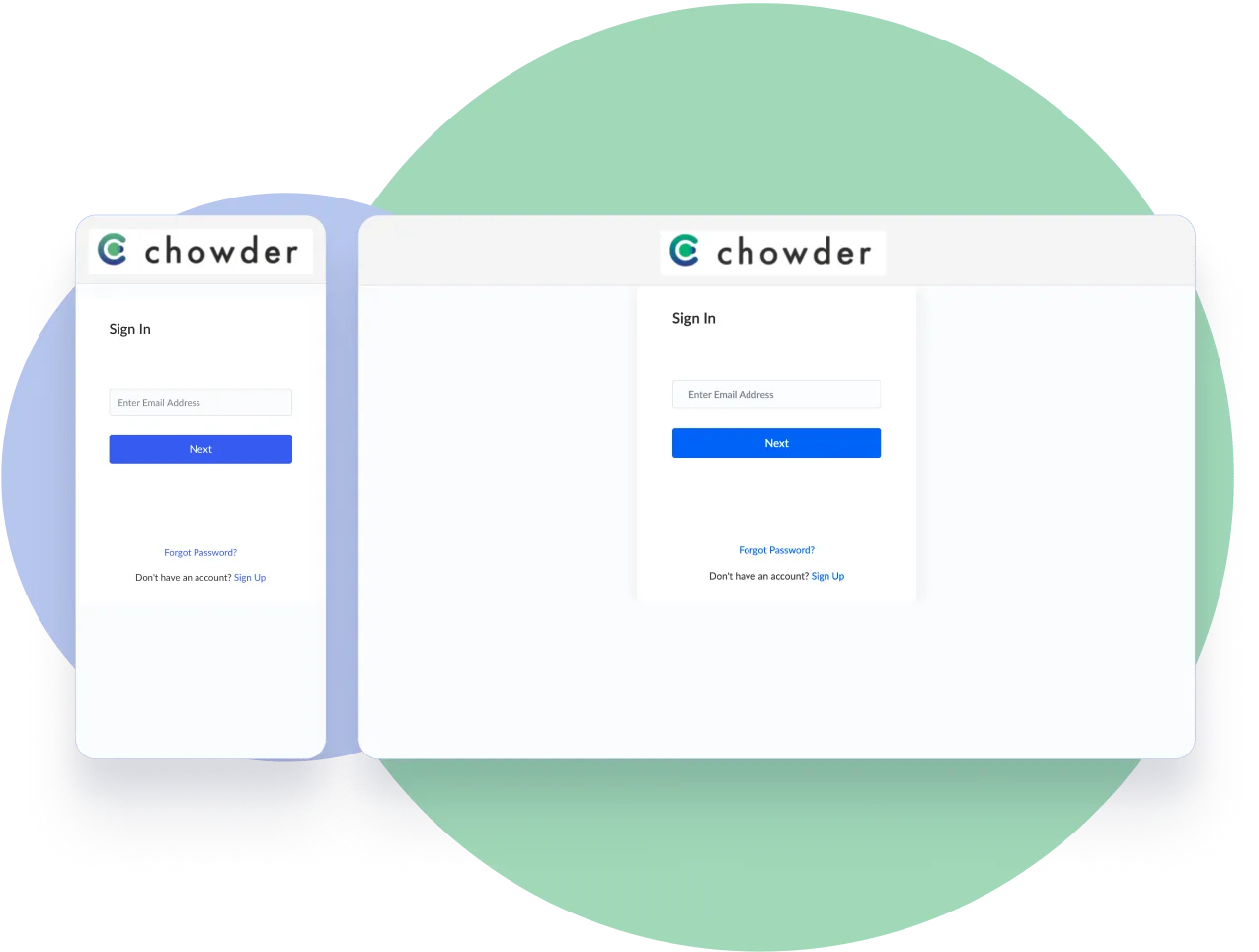 Chowder's contractor portal login screen.
