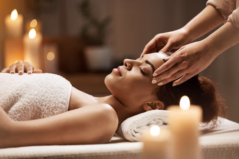 Woman getting a facial
