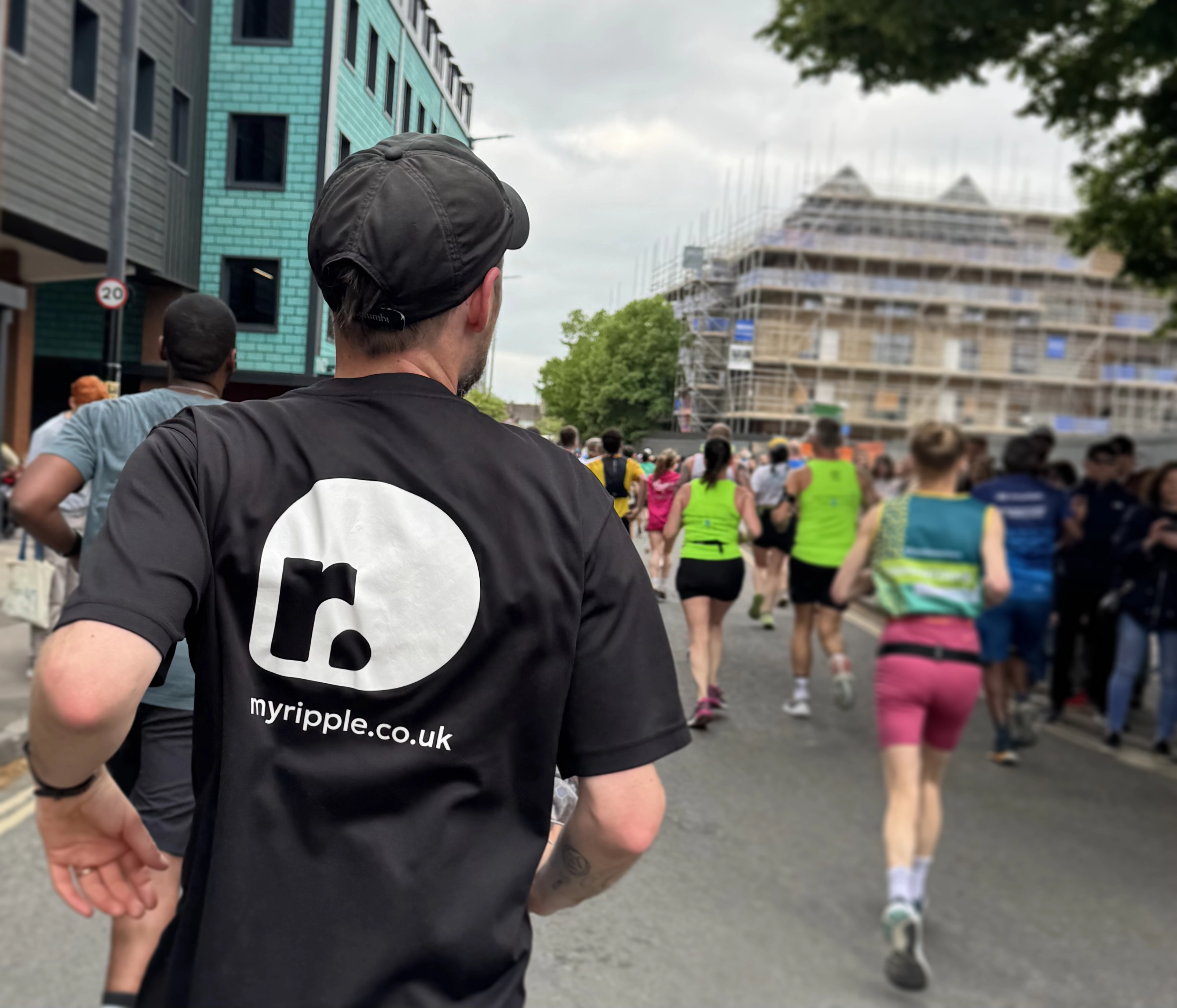 Running in myRipple branded t-shirt