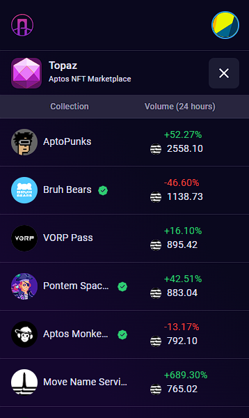 Pontem Network NFT Marketplace on mobile