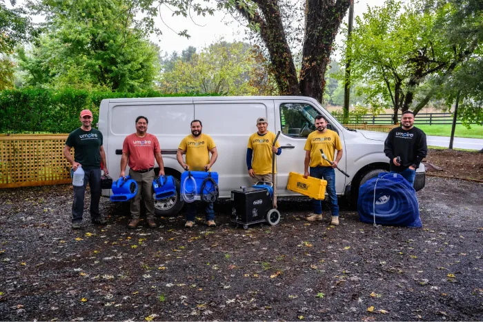 Umpire Mitigation team with equipment ready for water and fire damage restoration in Northern Virginia
