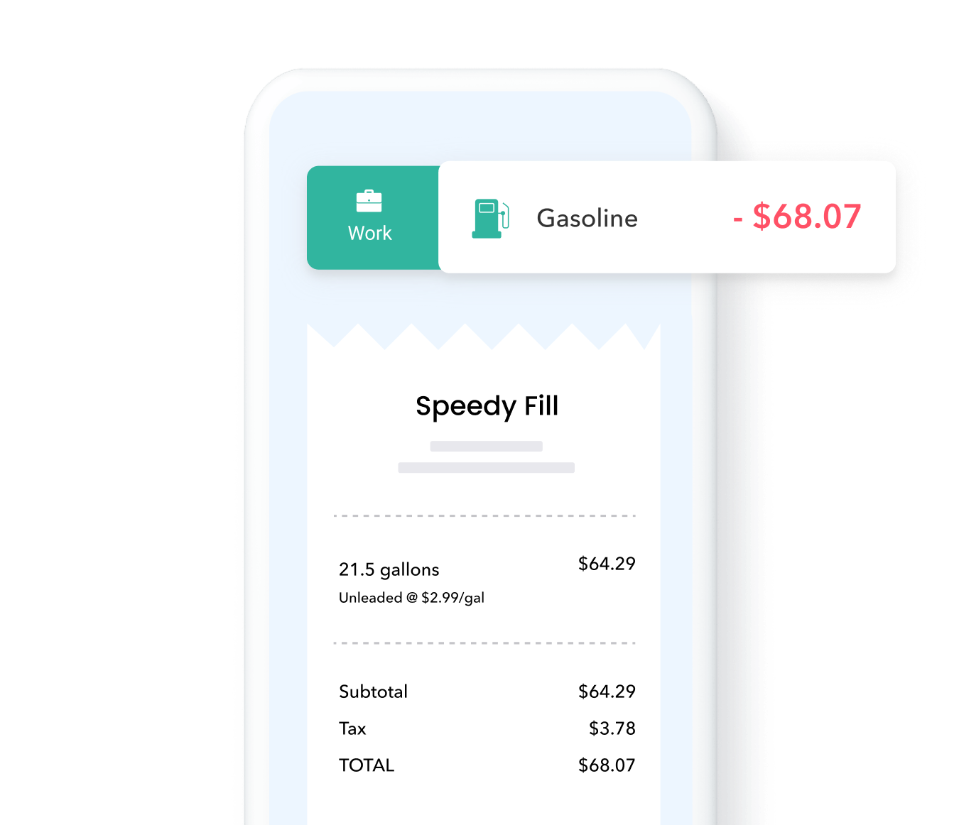 Everlance expense tracking app, receipt photo