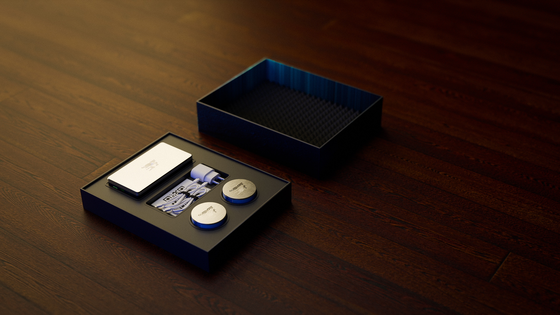 DataFeel Dev Kit — open box showing device contents