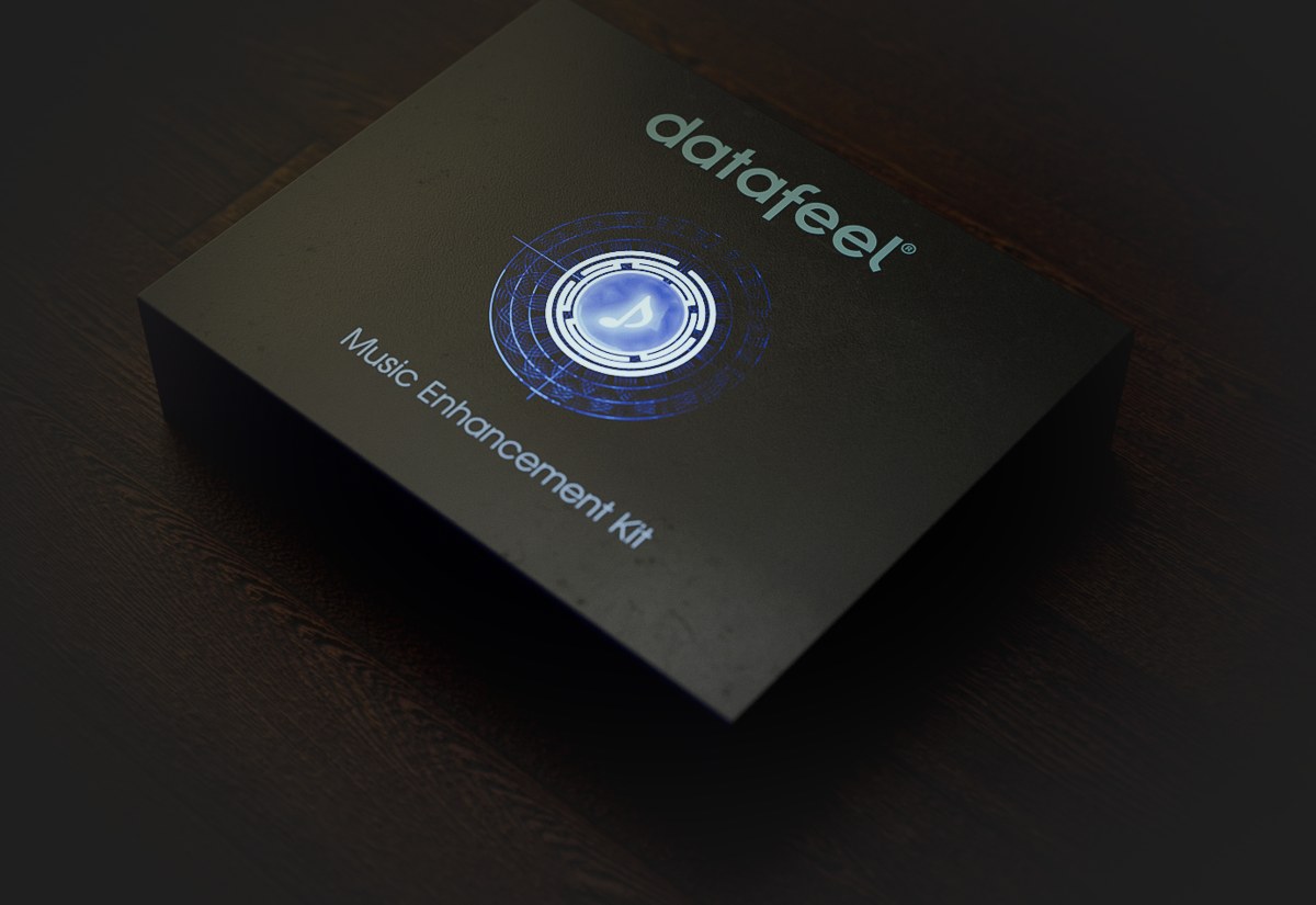 DataFeel Dev Kit case, closed, on a dark background