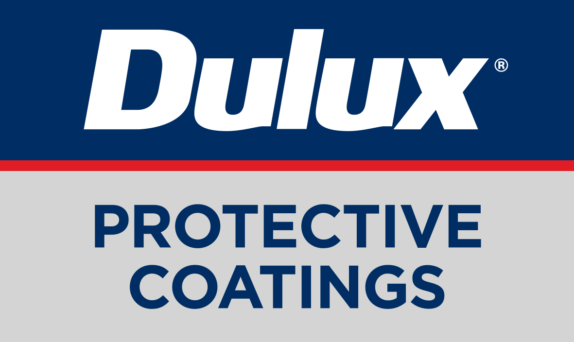 Dulux logo above the text Protective Coatings on a blue and grey background.