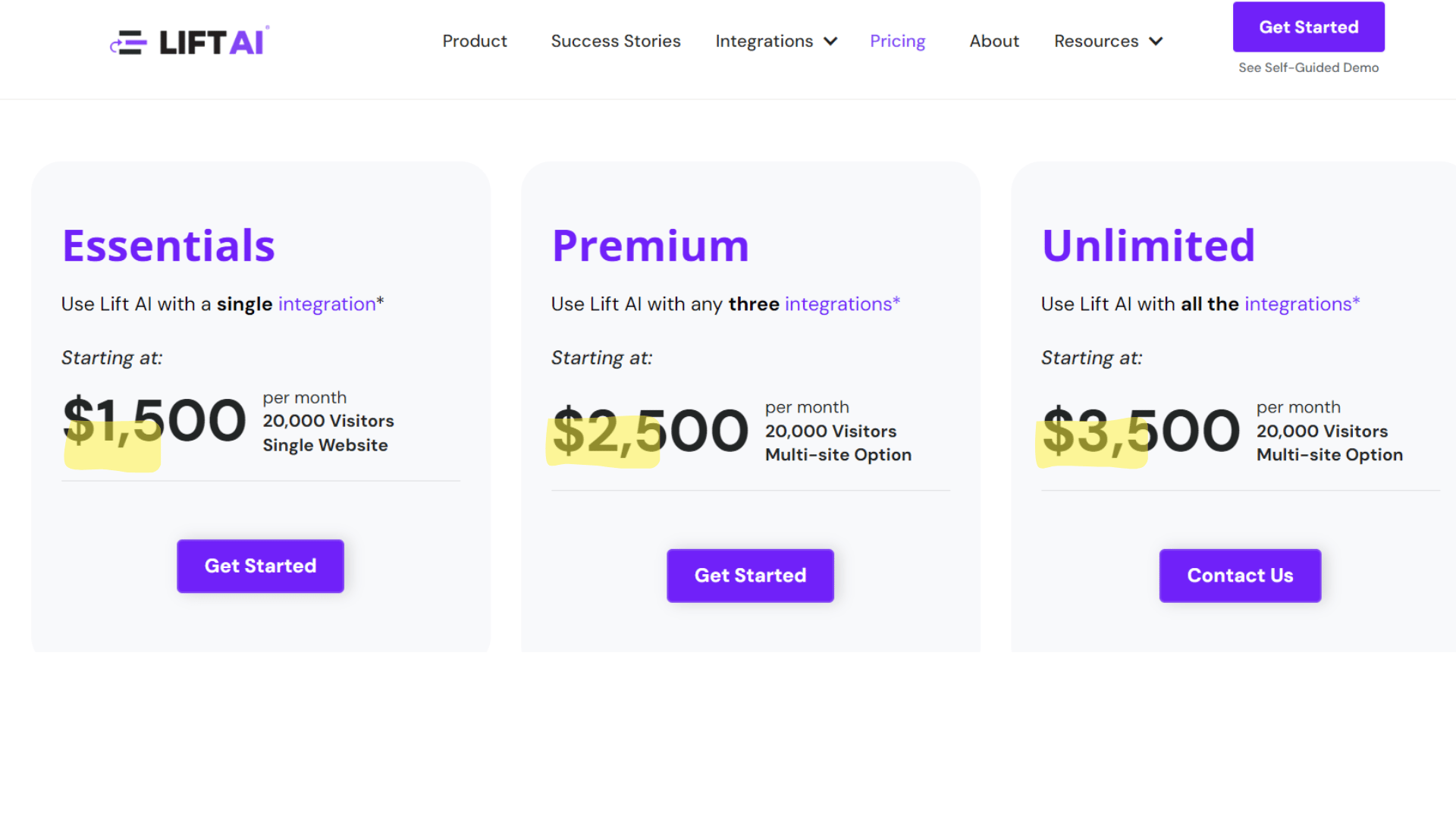 Lift AI buyer intent solution pricing