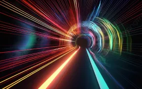 Tunnel with lights along the walls