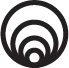 Black icon showing five concentric arcs forming a stylized wireless signal or soundwave symbol.