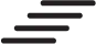 Five horizontal black bar shapes of varying lengths stacked vertically with rounded ends.