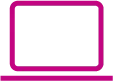 Magenta outlined icon of an open laptop computer with a blank white screen.