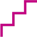 Minimalist pink staircase icon with four steps on a white background.