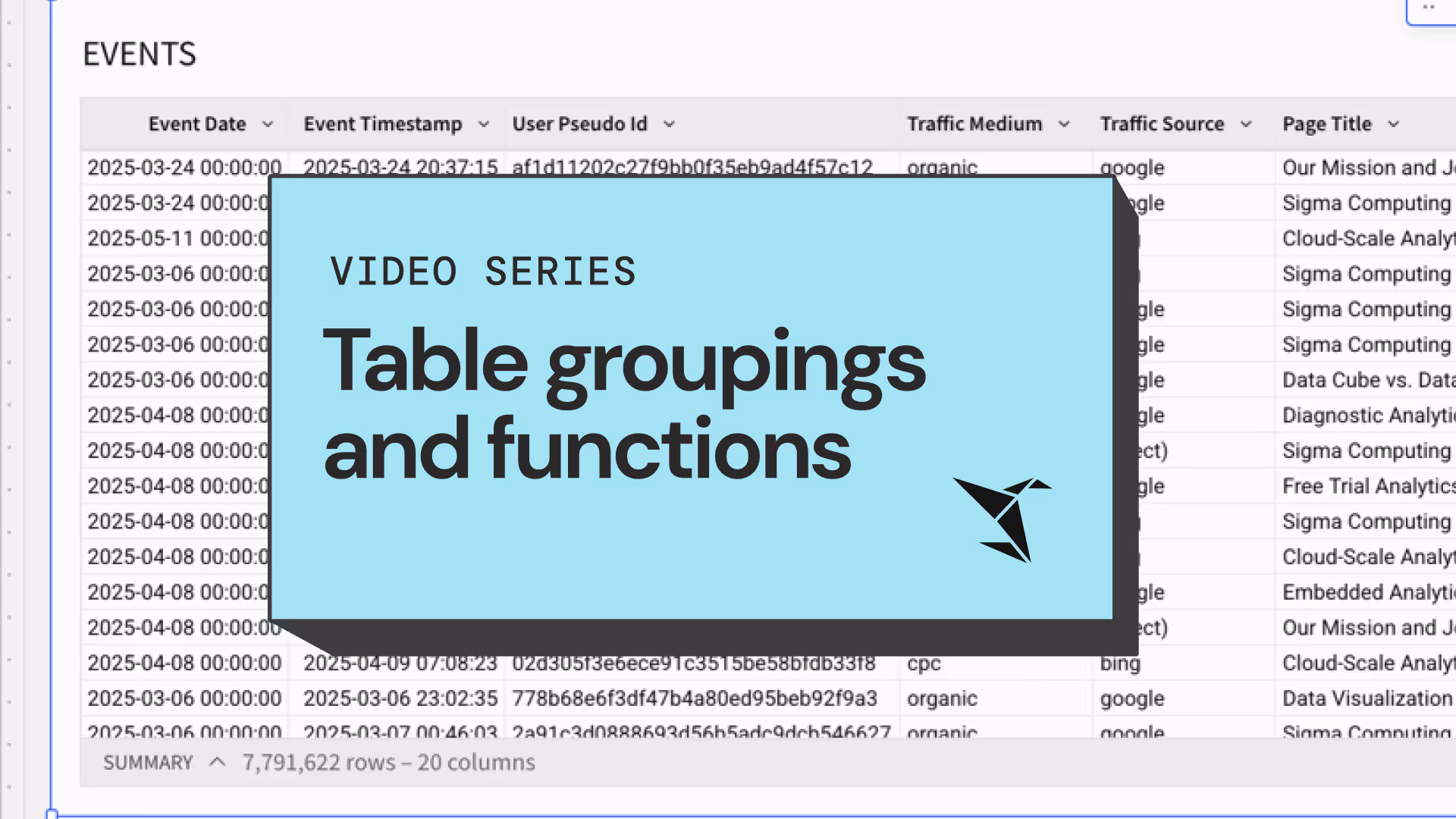 Training video series: Table Groupings and Functions