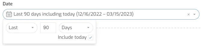A computer screen with a date range of 1/1/2021 to 3/2/2022.