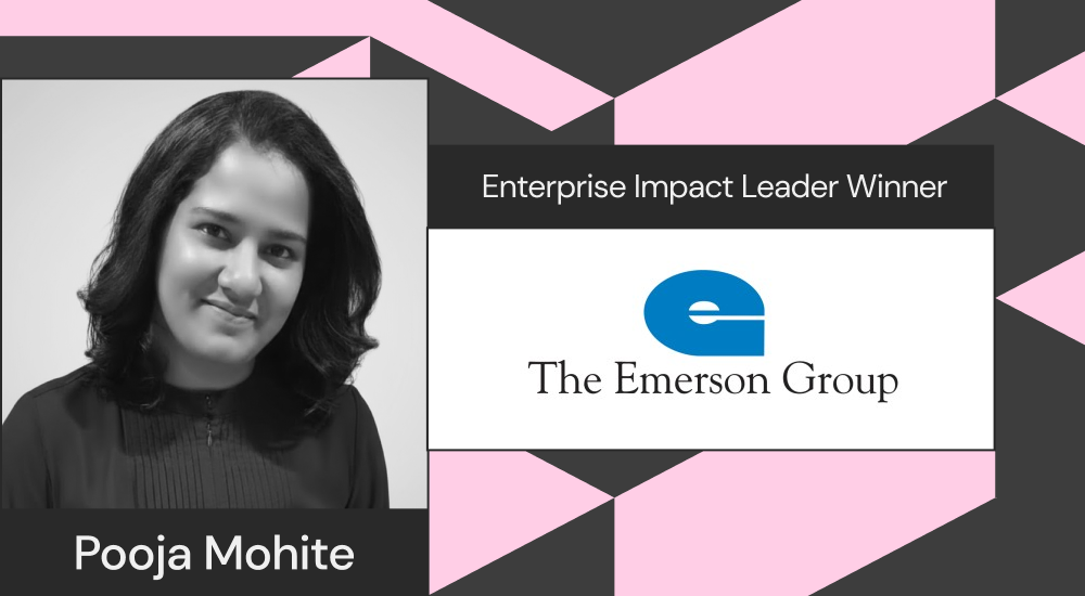 Pooja Mohite, Data Analyst at Emerson Group, is the winner of the Enterprise Impact Leader Award.