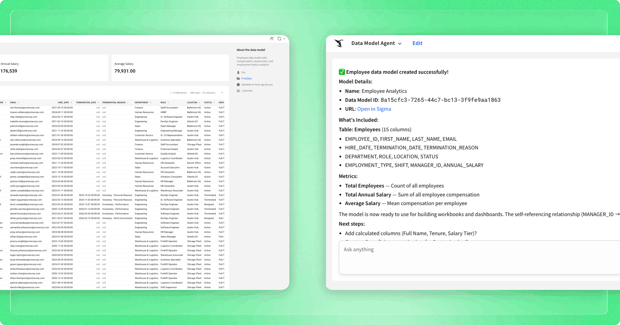 How to Build a Sigma Agent for Data Modeling in Your Warehouse