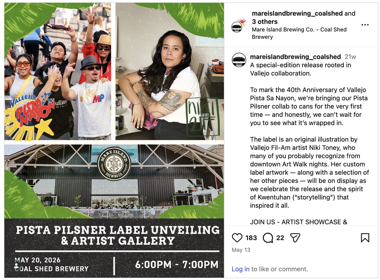 Instagram announcement of the Pista Pilsner collaboration