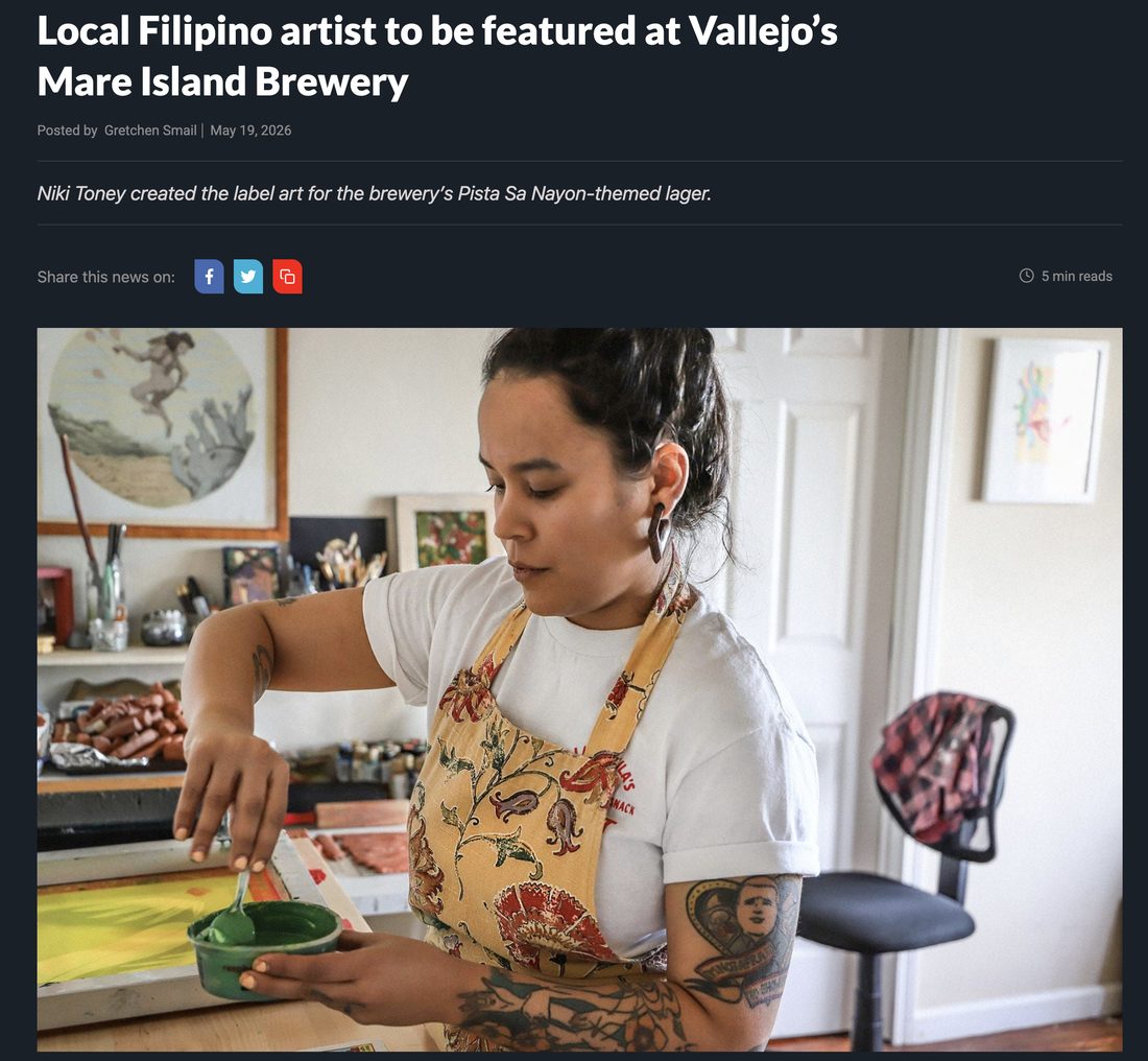 Newspaper feature on artist Niki Toney at Mare Island Brewing