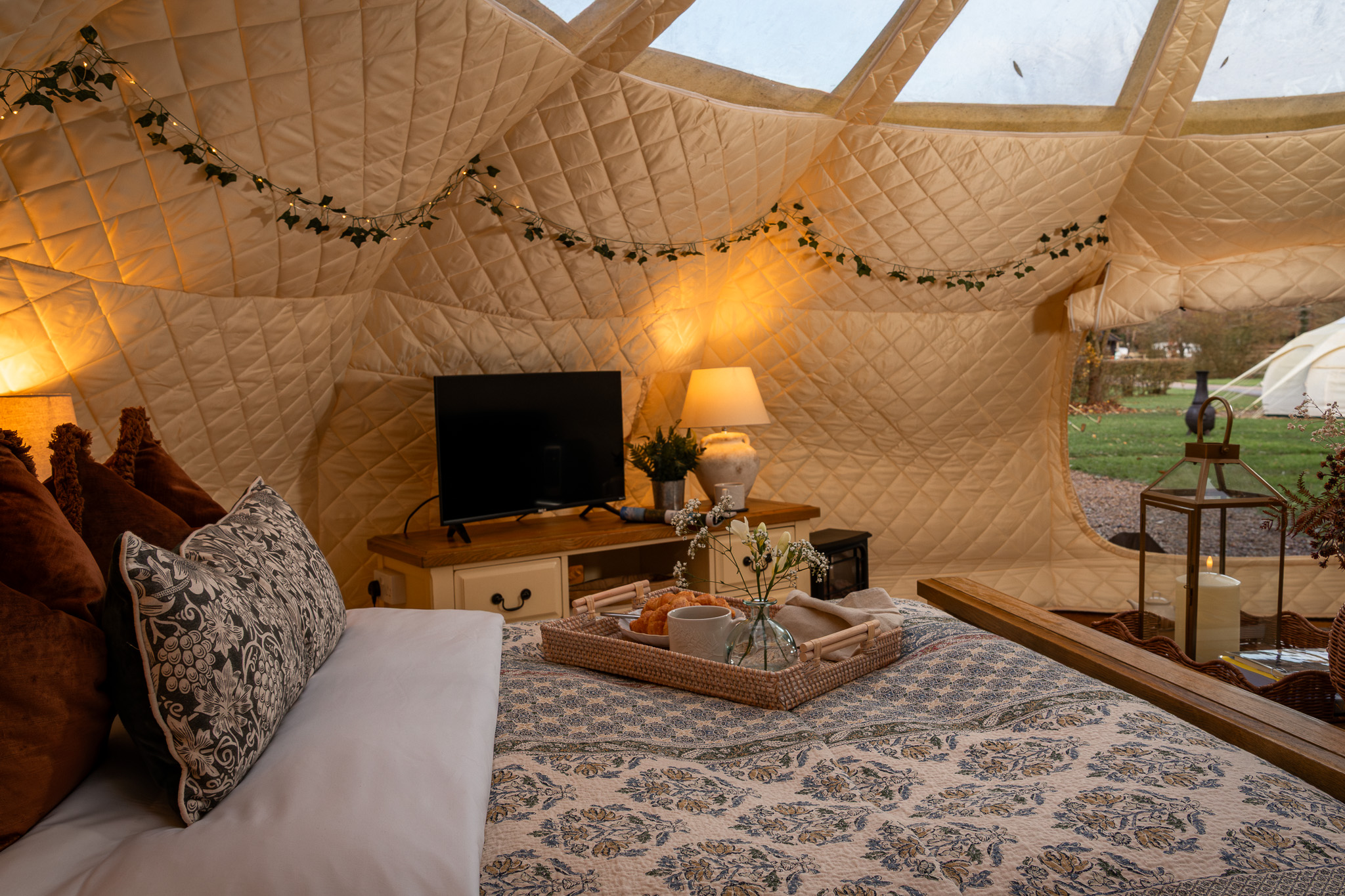 Inside a Stargazer Bell Tent in autumn