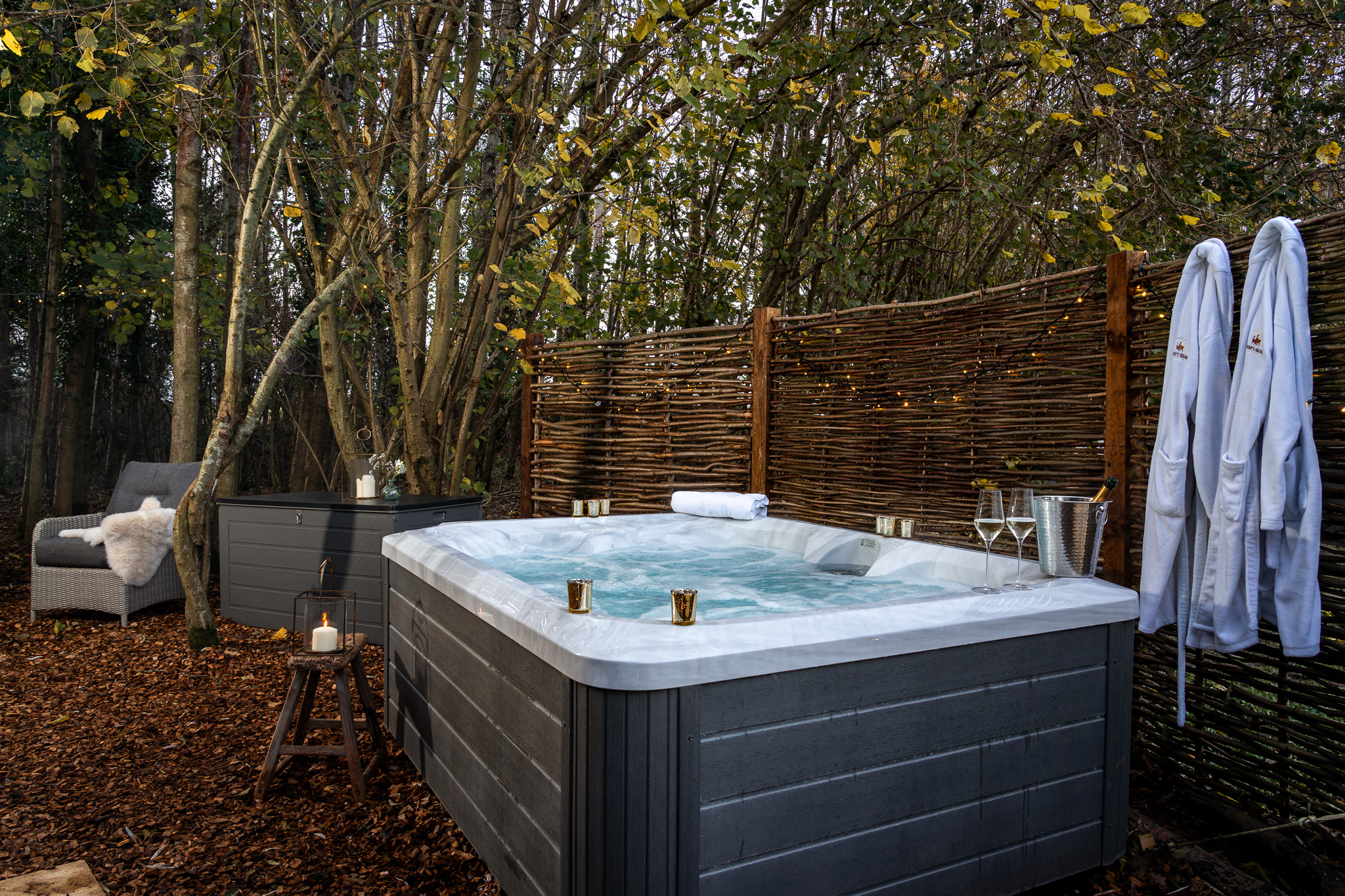 Hot tub with woodland views