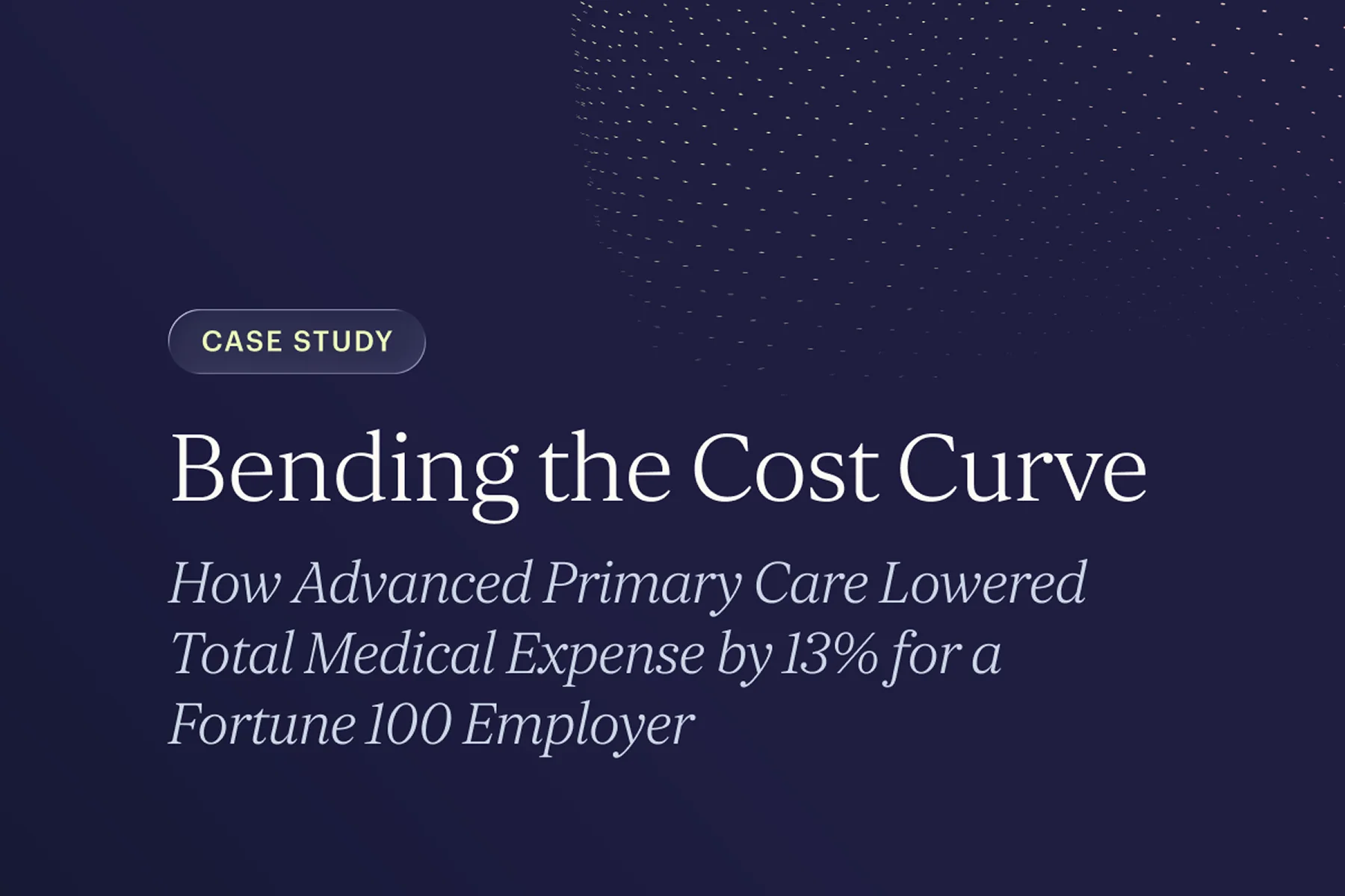 Bending the Cost Curve