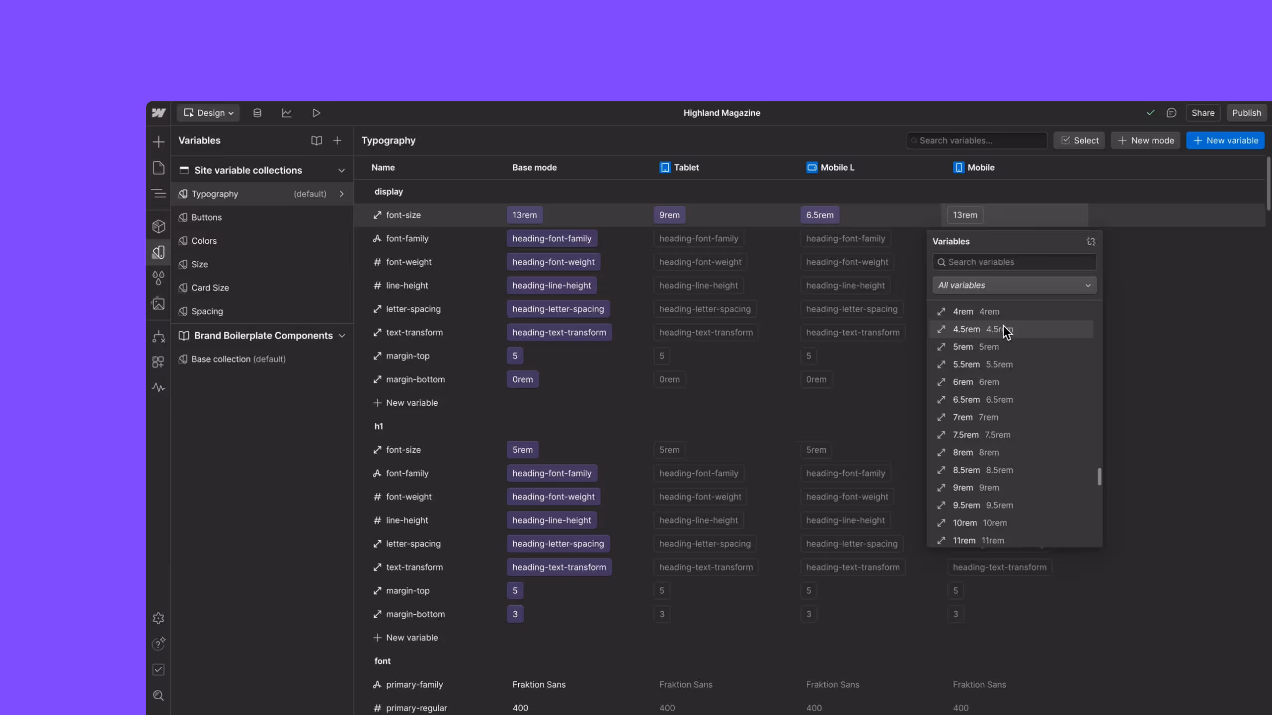 Webflow Variable Modes