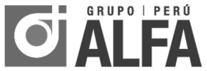 Logo of Grupo Perú Alfa featuring a stylized circular design next to the text 'GRUPO | PERÚ ALFA' in uppercase letters.