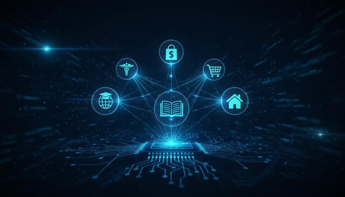 Futuristic digital network representing industries served