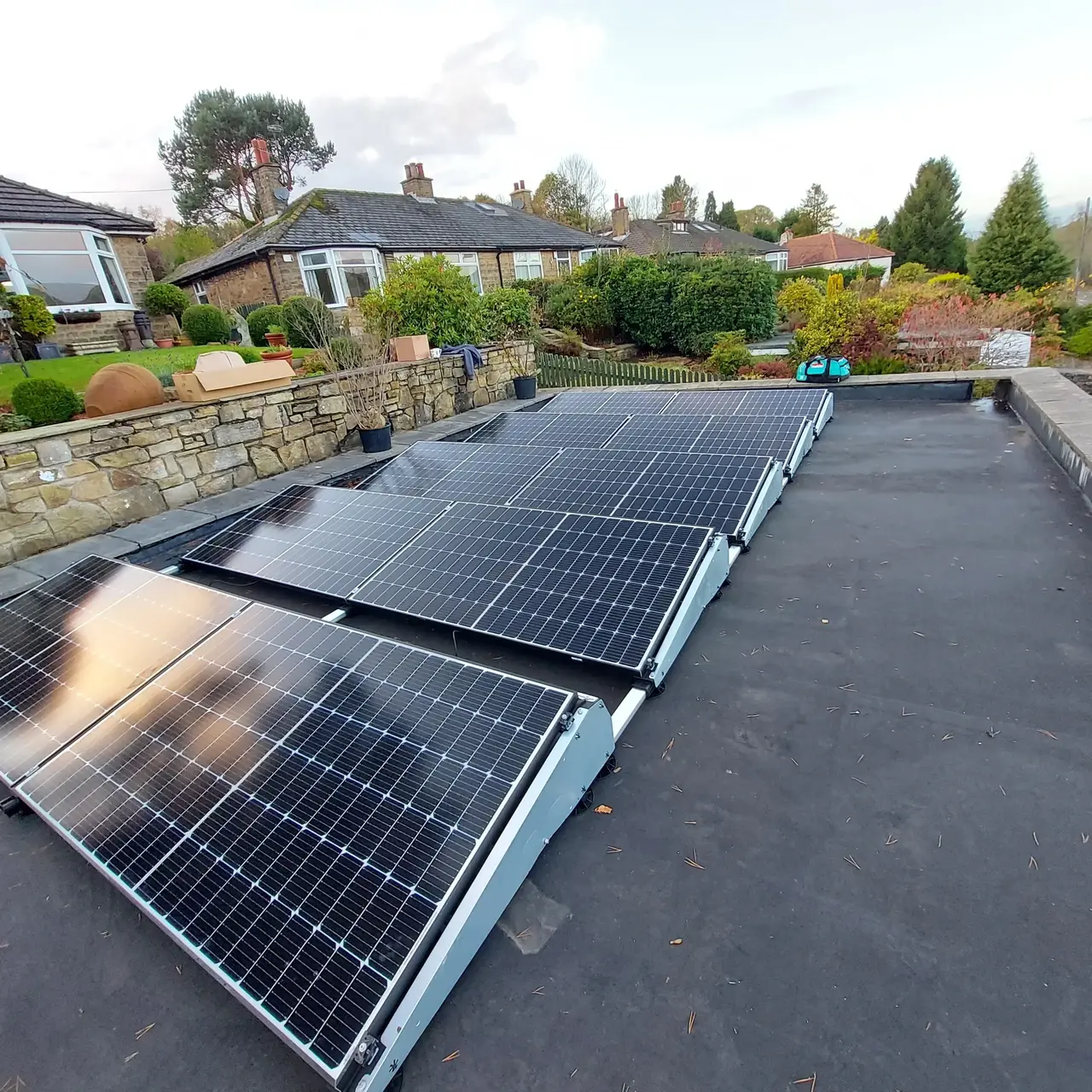 solar panels on a flat roof