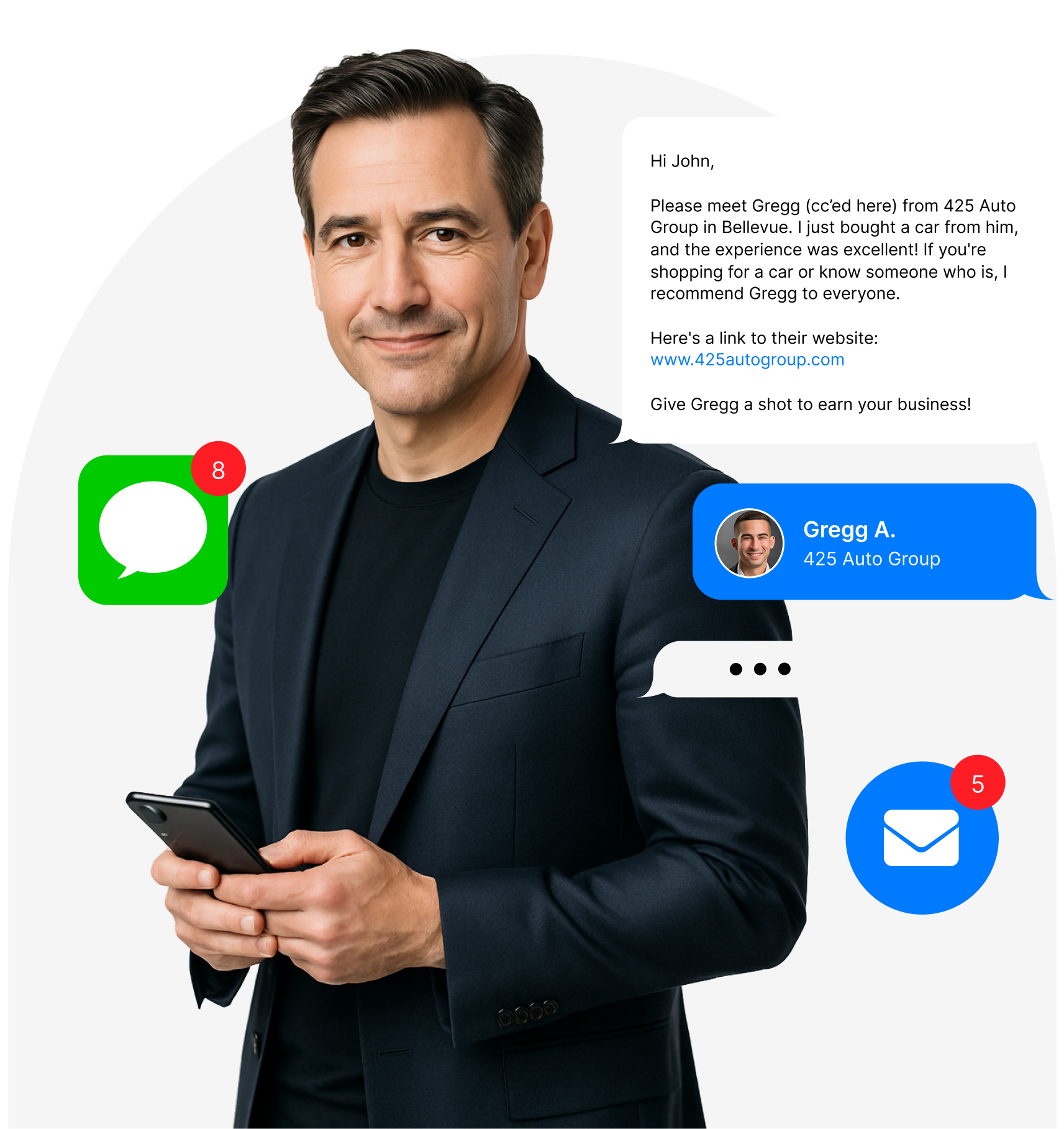 Man texting using Blabber's mobile app