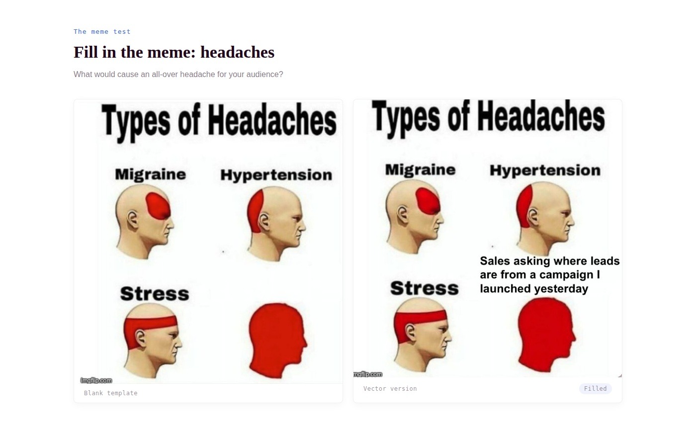Fill in the meme: headaches