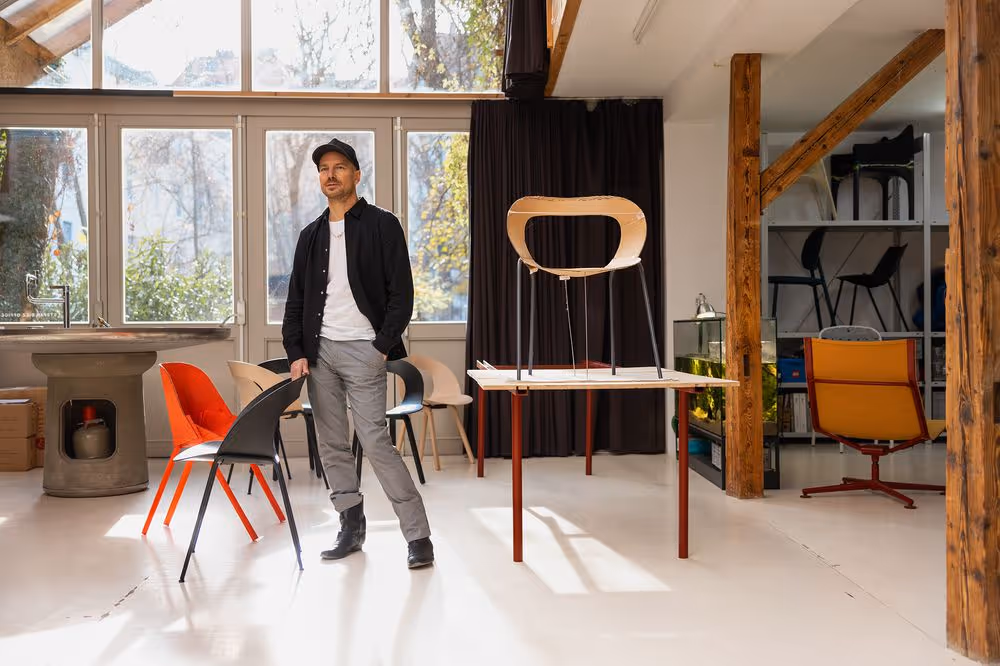 Stefan Diez in his studio in Munich
