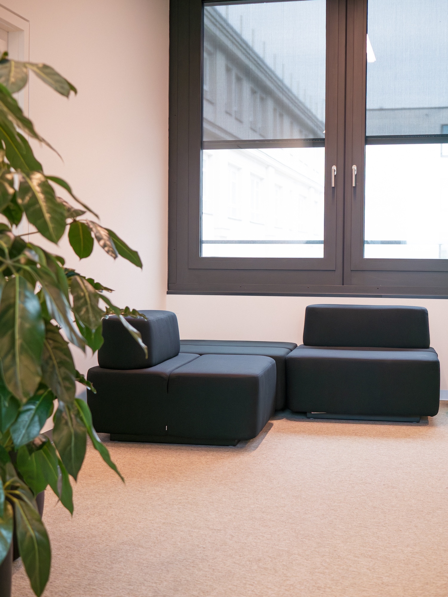 NORNORM sofa modules without backrest arranged in Hive's Berlin office lounge