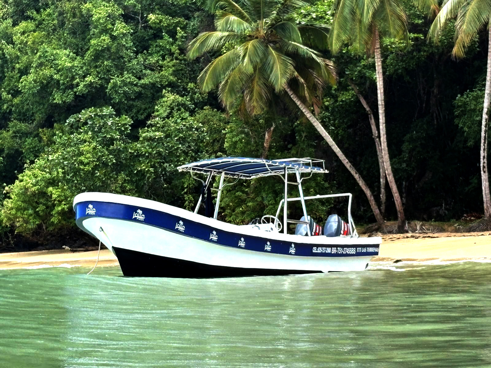 Jolie Playa Boat 1 ready for a scheduled trip in Las Terrenas, Dominican Republic
