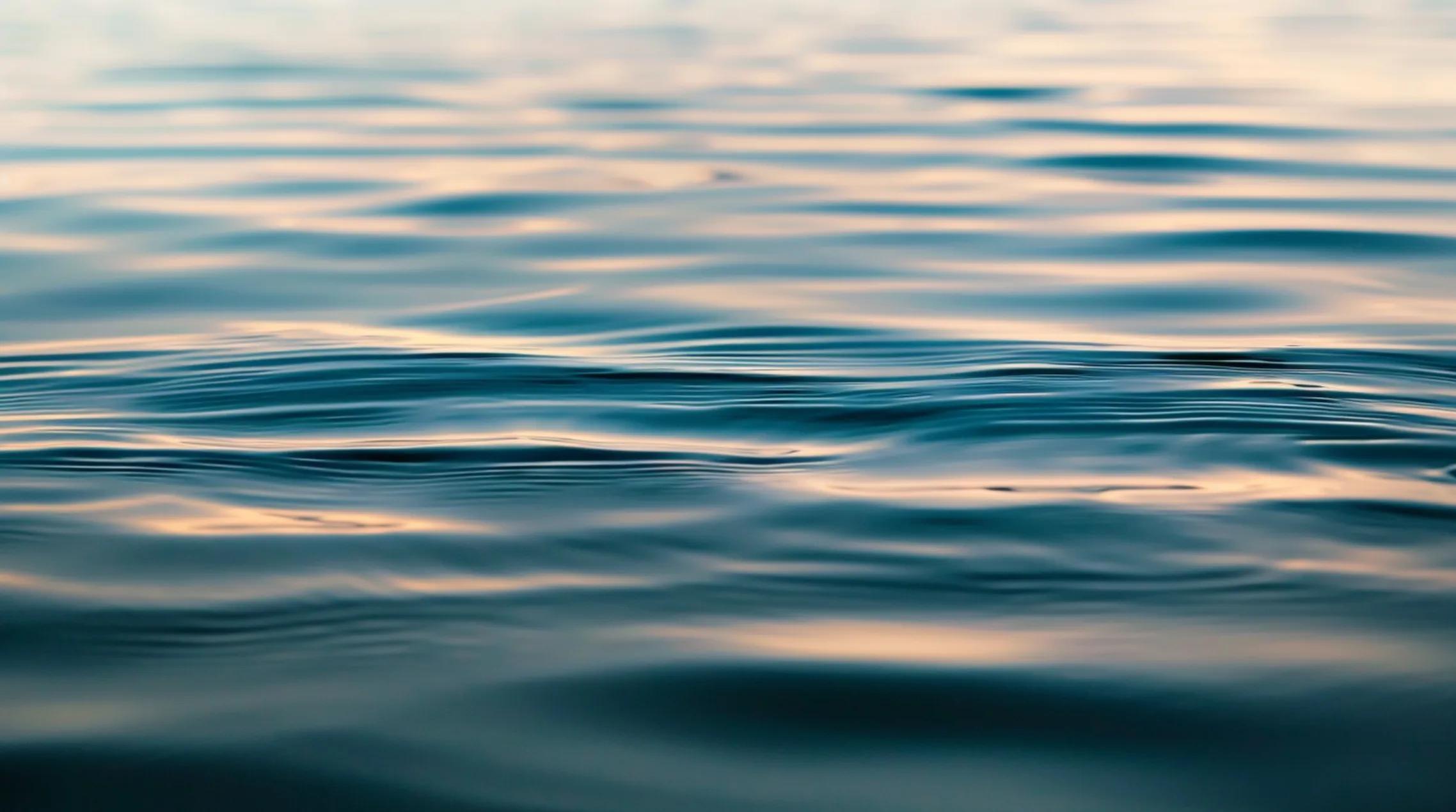 Textur einer Wasseroberfläche in der Abendsonne.