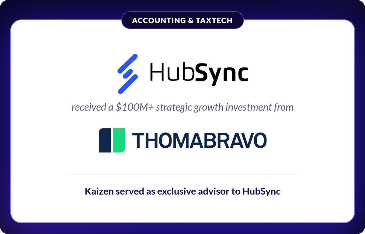 HubSync received a $100M+ strategic growth investment from Thoma Bravo. Kaizen served as exclusive advisor to HubSync.