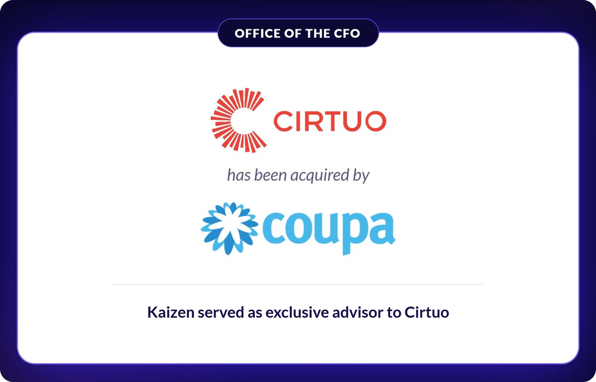 Cirtuo has been acquired by Coupa. Kaizen served as exclusive advisor to Cirtuo.