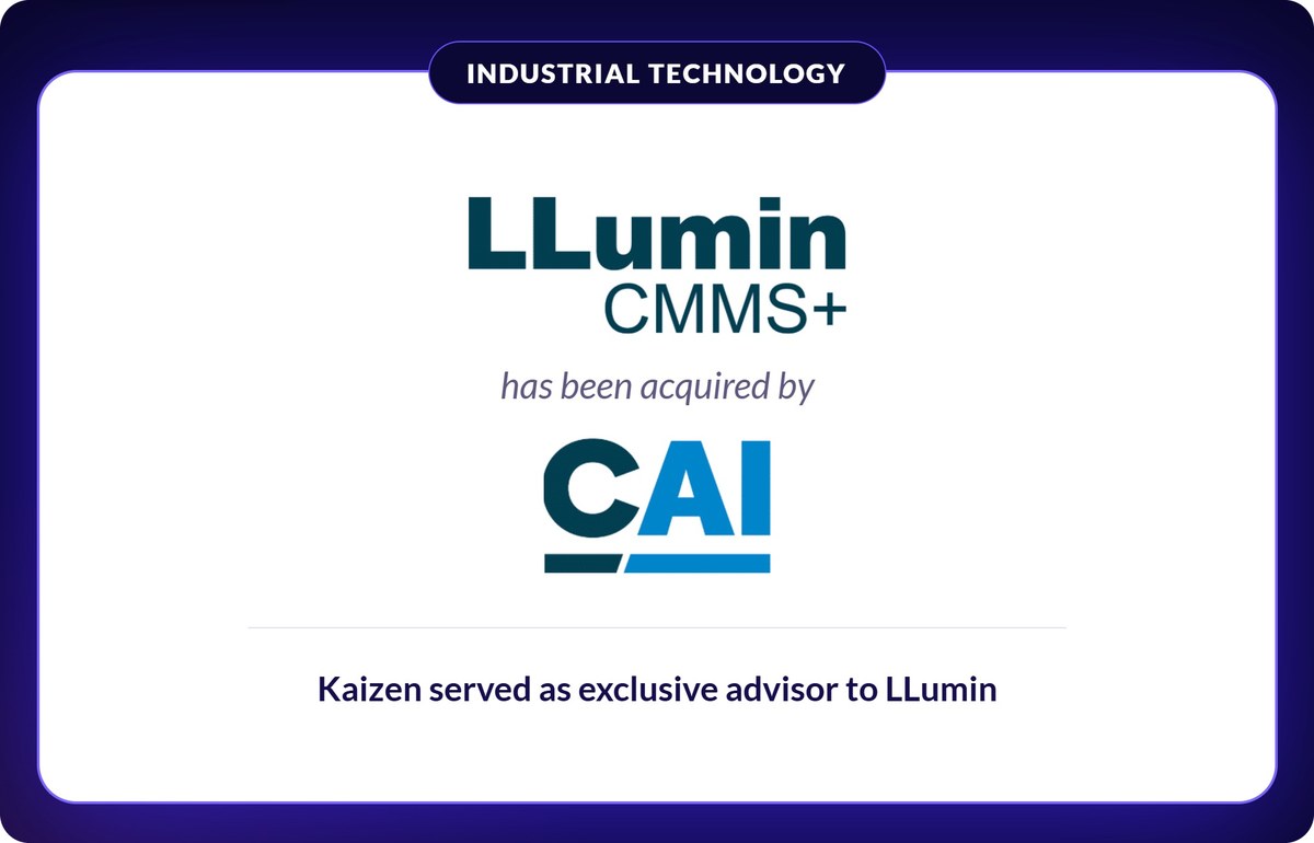 LLumin has been acquired by CAI Software. Kaizen served as exclusive advisor to LLumin.